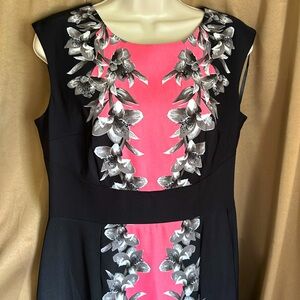 New York & Co size 8 black/pink mid length dress